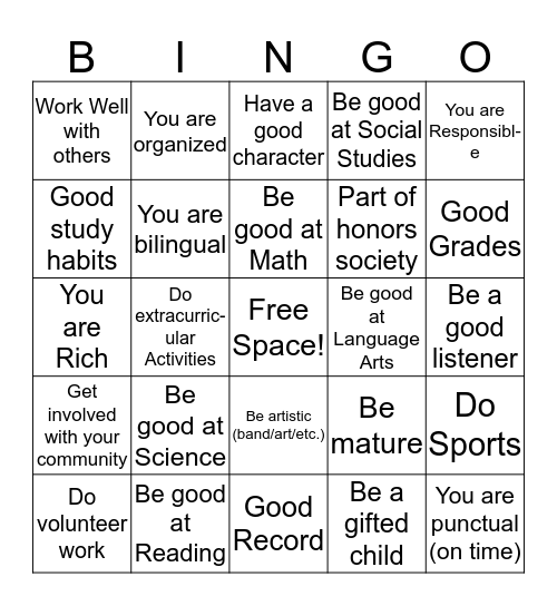 Getting into college Bingo Card