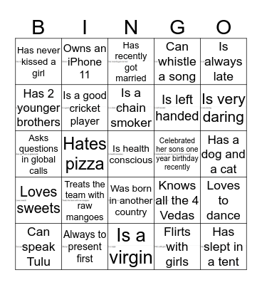 Deals Human Bingo Card