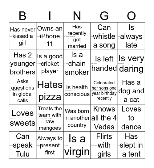 Deals Human Bingo Card