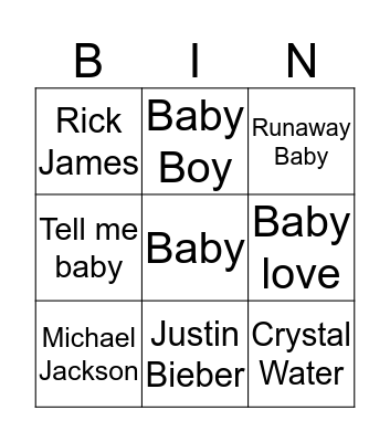 Niek's Baby Bingo Card
