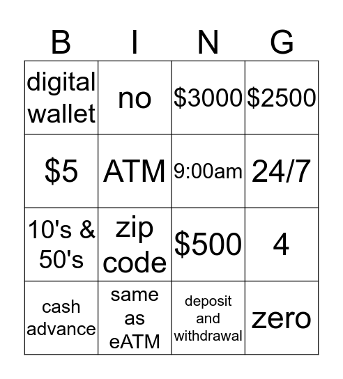 New Branch Format Bingo Card
