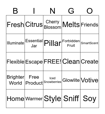 Party Lite Bingo Card