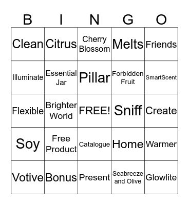 Party Lite Bingo Card