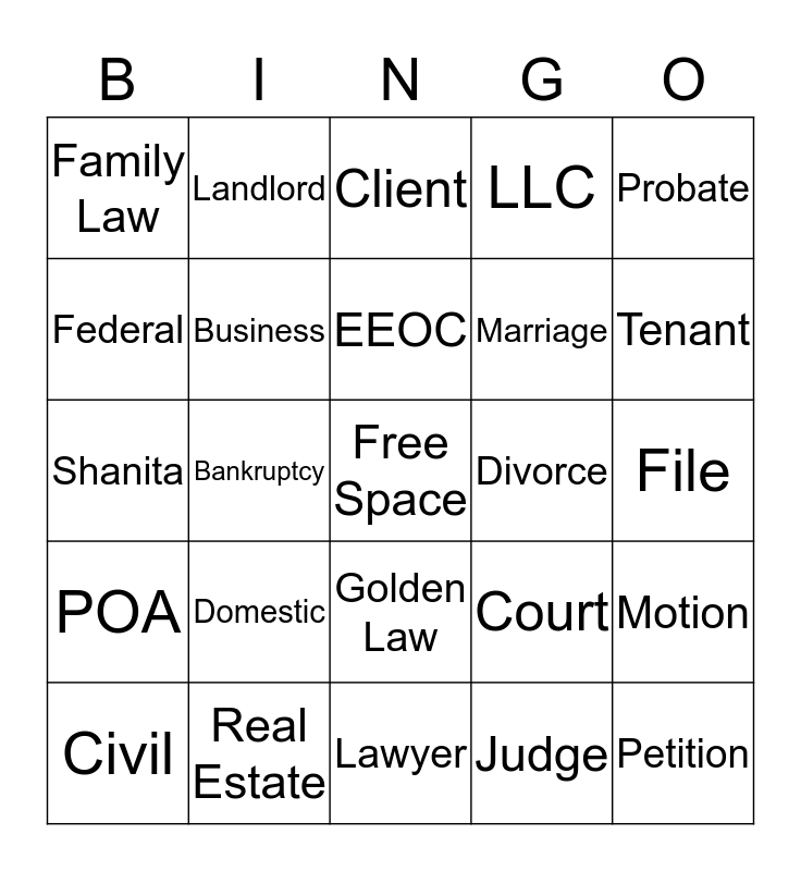 Golden law Bingo Card