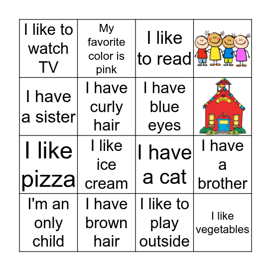 Find A Friend Bingo Card