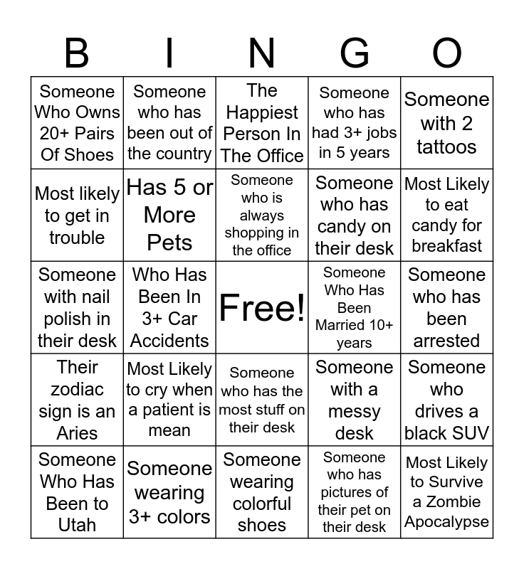 funny office bingo cards