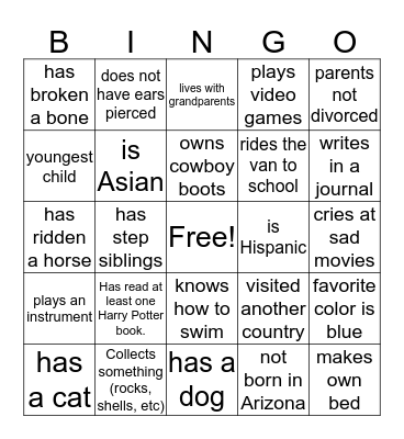 Girl Power Bingo Card