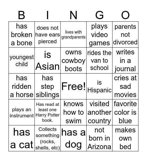 Girl Power Bingo Card