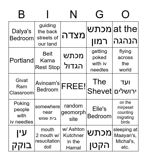 KAHN FAMILY LOCATION Bingo Card