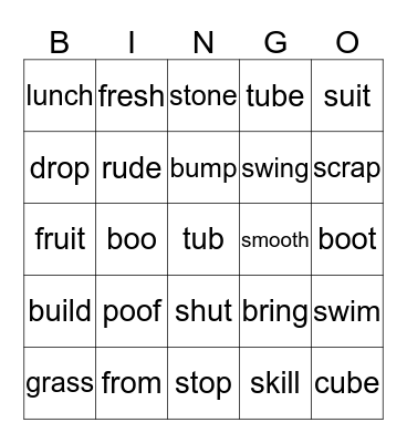 Long O and Short O Bingo Card
