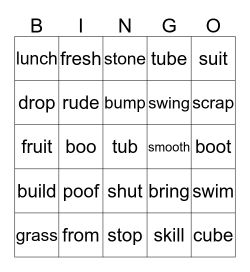 Long O and Short O Bingo Card