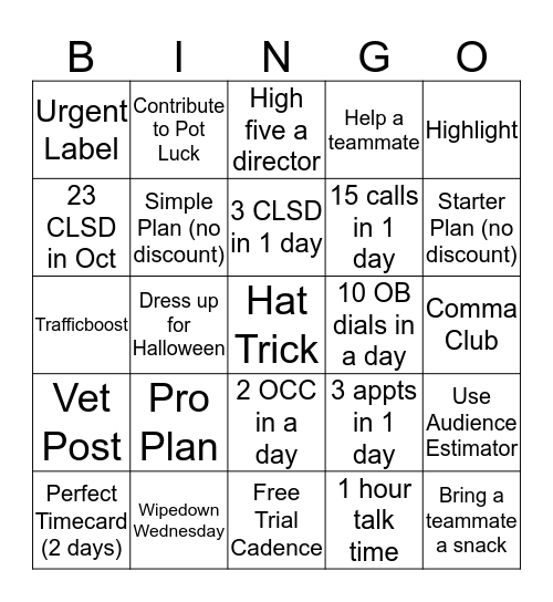 Sales Bingo Card