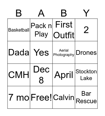 Mommy and Daddy to Be Bingo Card