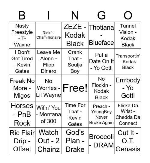 MUSIC Bingo Card