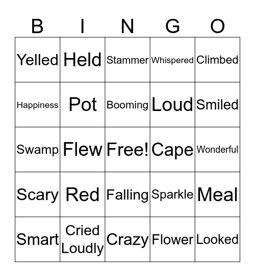 Room on the Broom Bingo Card