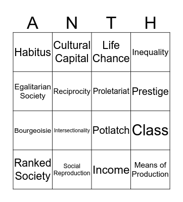 Class & Inequality Bingo Card