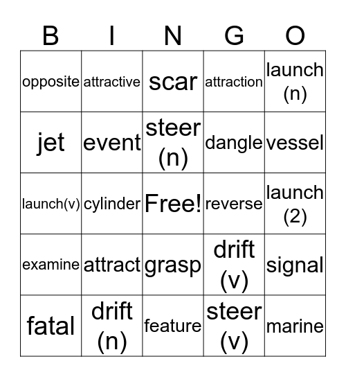 Lesson 2 Worldly wise Bingo Card