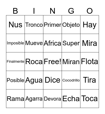 Spanish Card Bingo Card