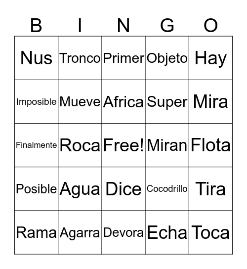 Spanish Card Bingo Card
