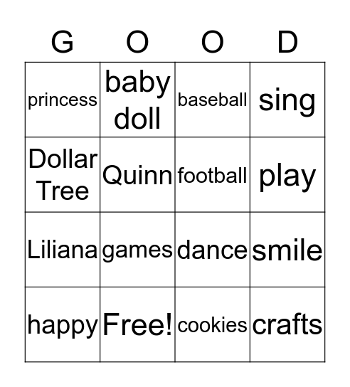 Grands Bingo Card