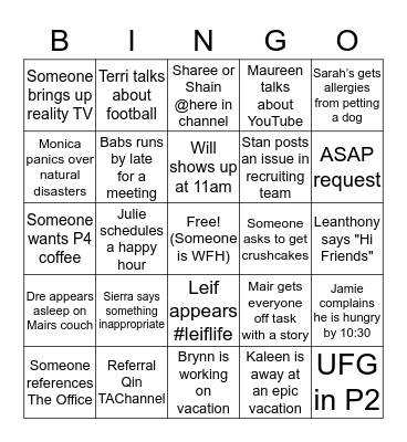 TA Bingo Card