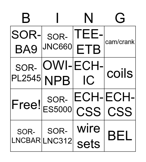 NAME/ EMP#                                Bingo Card