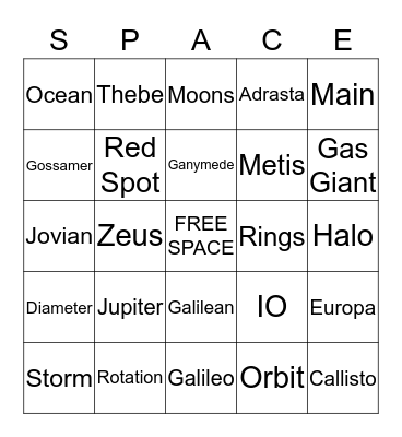 JUPITER Bingo Card