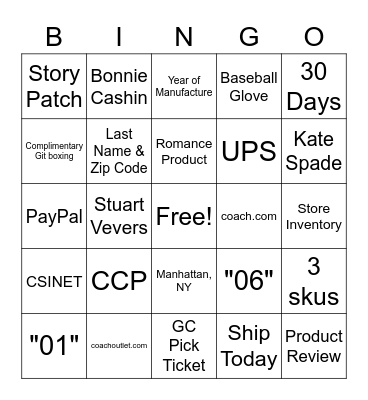 Customer Care Bingo Card