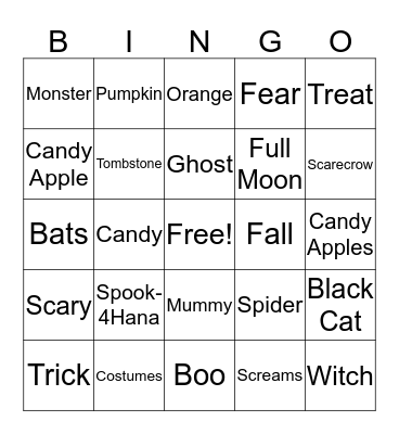 SAP Spooky Bingo Card