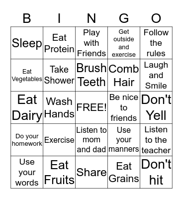 Health Bingo Card