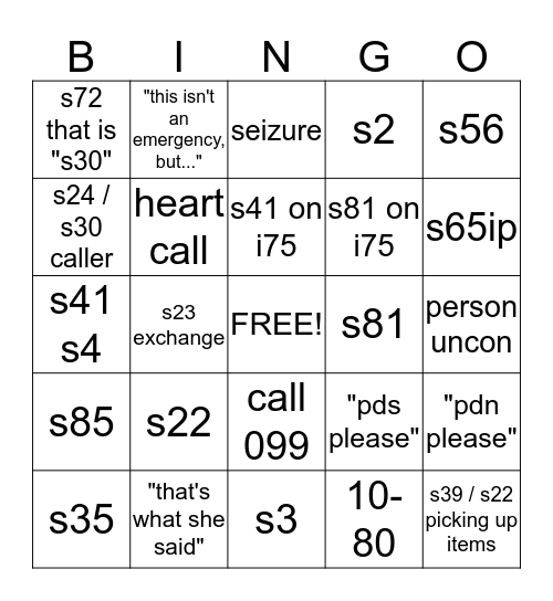 dispatcher bingo Card