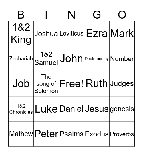 BIBLE BINGO Card