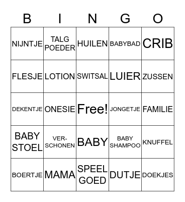 BABYSHOWER Bingo Card