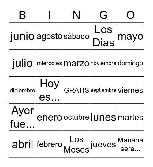 El Calendario Bingo Card