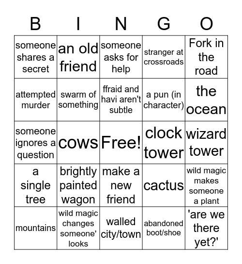 This Side of the Sierras Road Trip! Bingo Card