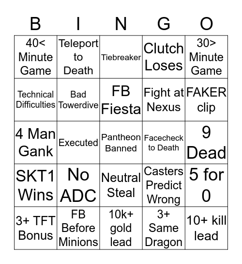 WORLDS 2019 Bingo Card