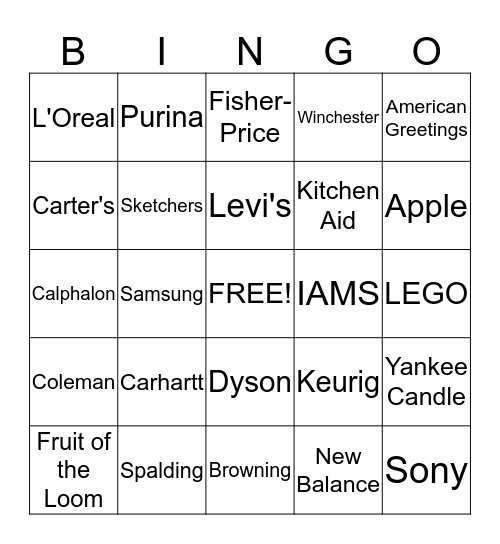 Meijer National Brands  Bingo Card