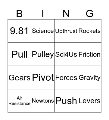 Forces Bingo Card