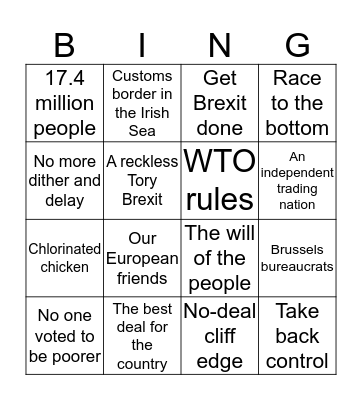 Brexit Bingo Card