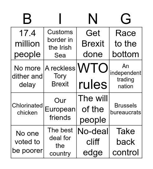 Brexit Bingo Card