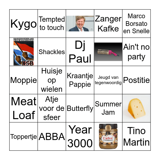 Fuifje Cas en Mik Bingo Card