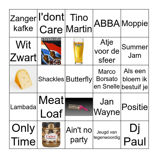 Fuifje Cas en Mik Bingo Card