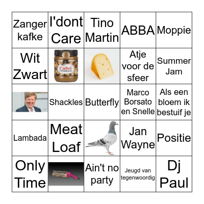 Fuifje Cas en Mik Bingo Card