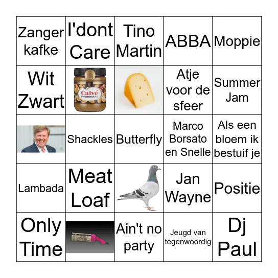 Fuifje Cas en Mik Bingo Card