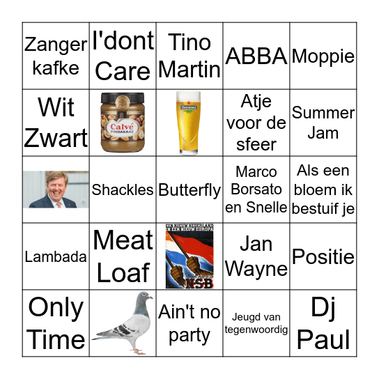 Fuifje Cas en Mik Bingo Card