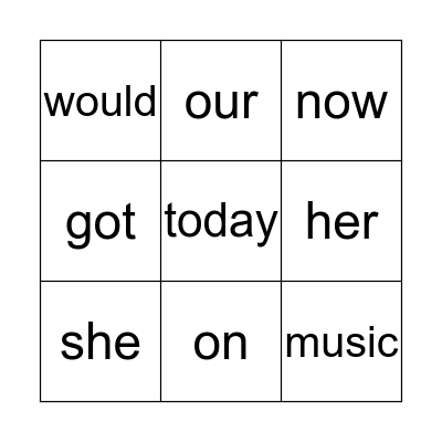 A Musical Day Bingo Card
