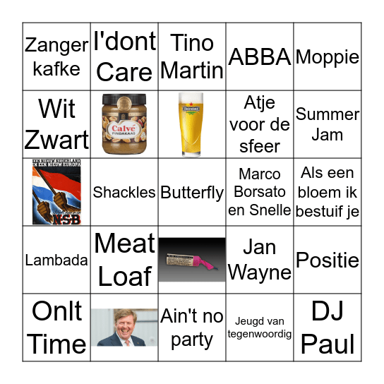 Fuifje Cas en Mik Bingo Card