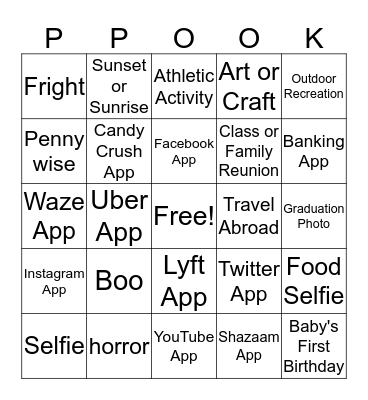 Cell Phone Bingo Card