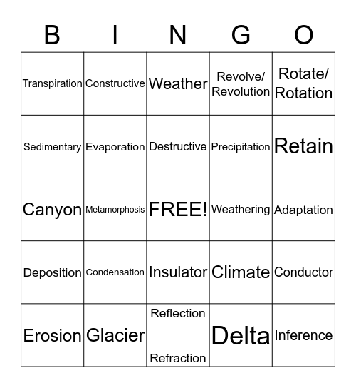 STARR Science Bingo Card