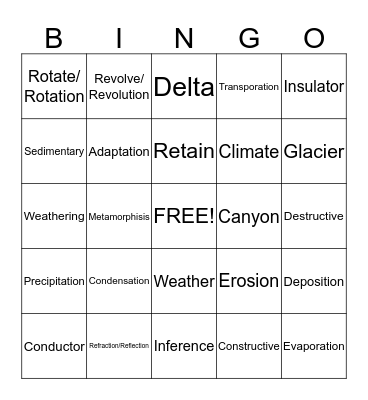 STARR Science Bingo Card